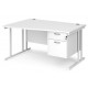 Maestro Cantilever Leg Wave Desk with Two Drawer Pedestal